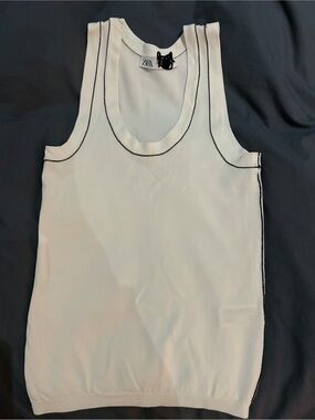 Zara Cream Tank Top with Black Trim